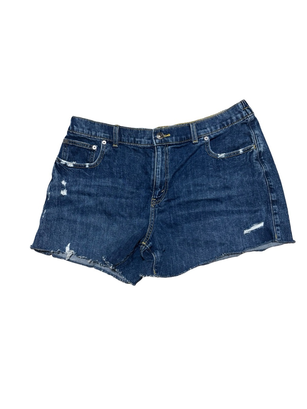 aerie Dark Blue Distressed High-Rise Boho Casual Loose Fit Denim Shorts Large